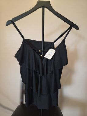 Black Ruffle Tank Top- Unbranded